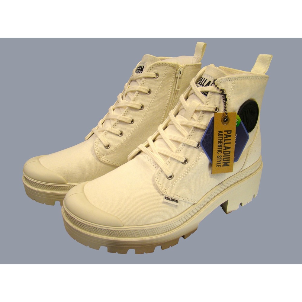 Palladium Pallabase Twill Women Star White Platform Combat Boots 96907-116-M 9.5